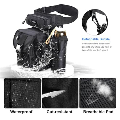 Jueachy Drop Leg Bag for Men Tactical Metal Detecting Thigh Pack with Water Bottle Pouch - color: Black