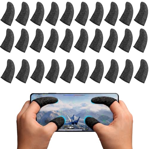 Geyoga 40 Pieces Gaming Finger Sleeve for Thumb Sleeves Mobile Gaming Finger Protector(Black) - color: Black
