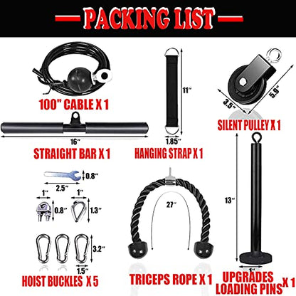 Mtgluk Cable Pulley System Upgraded DIY LAT and Lift Weight Pulley Machine Attachment Home Gym Forearm Wrist Roller for Triceps Pull Downs Biceps Curl Forearm Shoulder - color: Straight + Tricep