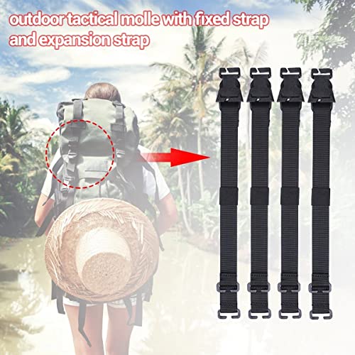6 Pcs MOLLE Tactical Straps Adjustable Backpack Straps Attachment Webbing - color: Black
