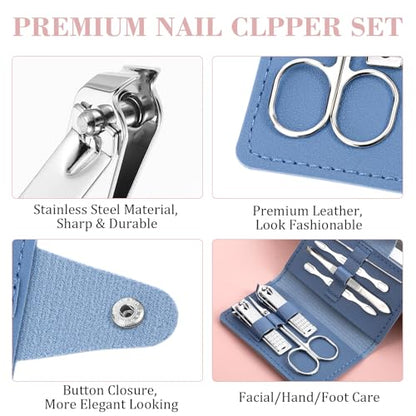 12 Sets Manicure Set, 7 in 1 Stainless Steel Nail Care Kit, Sturdy Manicure Tool Kits with Travel Case, Nail Grooming Kit Gift, for Men and Women(6 Colors) - color: Multicolor
