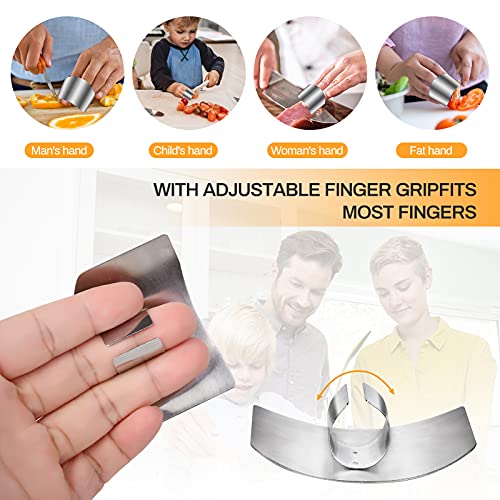 Niupiour Finger Guards for Cutting Food, Kitchen Tool Finger Shield | Steel Finger Protector for Slicing, Dicing and Chopping Vegetables, Protect from Knife Cutting, Knife Guard Saver, 4 Pack