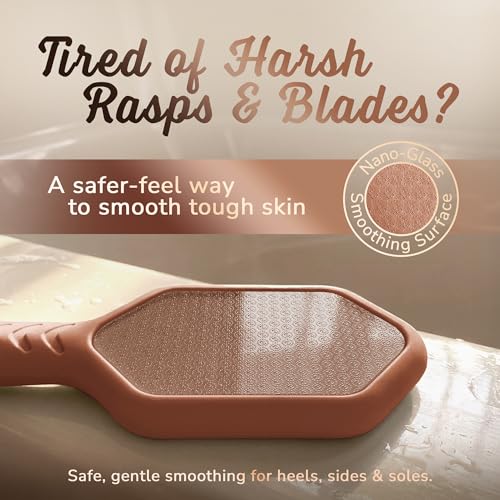 SILKLE Nano Glass Foot File - Foot Callus Remover for Feet & Foot Scrubber | Silicone Grip for Non-Slip Control - Foot Scrubber for Dead Skin, Heel Scraper for Cracked Heels & Foot Exfoliator - Brown - style: Brown