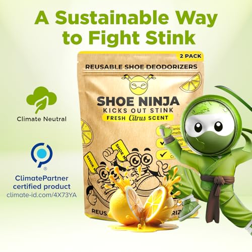 Earth Ninja Fresh Home Bundle – Fridge Ninja (2 Pack) + Shoe Ninja (2 Pack) – Natural Activated Charcoal Odor Eliminators – Long-Lasting, Reusable Deodorizers for Fridge, Shoes, Gym Bags & More