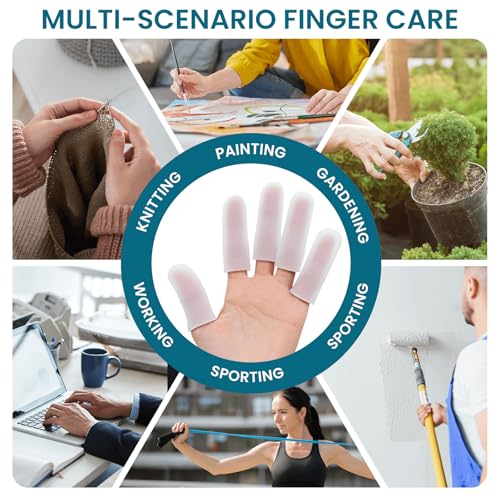 Povihome Finger Cots Protectors - Moisturizing Thumb and Finger Covers - Thickend Version - Elastic Cracked Silicone Finger Sleeves to Protect Cracked, Peel Finger and Other Finger Pain (Clear, 20PCS) - color: Clear, size: Medium (20PCS)