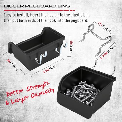 Ultimate 121-Piece Pegboard Hooks Set, Pegboard Accessories with Metal Hooks, Durable Peg Board Organizer Accessories, Pegboard Bins, Peg Board Tool Utility Hooks - style: 121 pcs -- Black