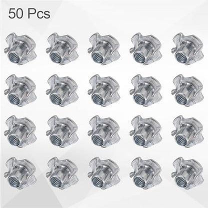 HARFINGTON M6x10mm T-Nuts 4 Pronged Tee Nut 0.69" x 0.39" Fully Thread Carbon Steel Inserts for Wood, Rock Climbing Holds, Cabinetry, Furniture 50pcs - size: M6x10mm