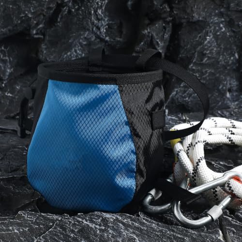 Luxshiny 2pcs Climbing Chalk Bags Large Capacity Polyester Chalk Pouches with Hard Brim and Drawstring for Rock Climbing Weightlifting Gymnastics Outdoor Activities
