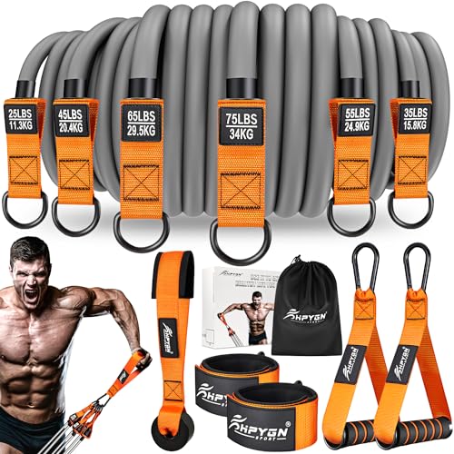 HPYGN Heavy Resistance Bands, 300LBS Exercise Bands for Working Out, Fitness Bands with Handles, Workout Bands for Men, Weight Bands Set for Muscle Training, Strength, Slim, Yoga, Home Gym Equipment - color: Orange, style: 360LBS