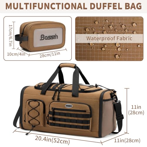 Bosstin Gym Bag for Men & Women,45L Travel Duffle Sports Duffel Bag Gym Weekender Overnight Backpack with Shoe Compartment (CAMEL CHECKERED) - color: CAMEL CHECKERED