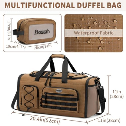 Bosstin Gym Bag for Men & Women,45L Travel Duffle Sports Duffel Bag Gym Weekender Overnight Backpack with Shoe Compartment (CAMEL CHECKERED) - color: CAMEL CHECKERED