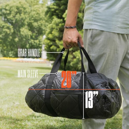 Quilted Duffle Bag - 20" Black Puffer Gym Bags for Men & Women, Lightweight Travel Bag, Ideal for Workout, Sports, Travel, Carry-On, 30L Waterproof Mini Duffle Bag by GBY