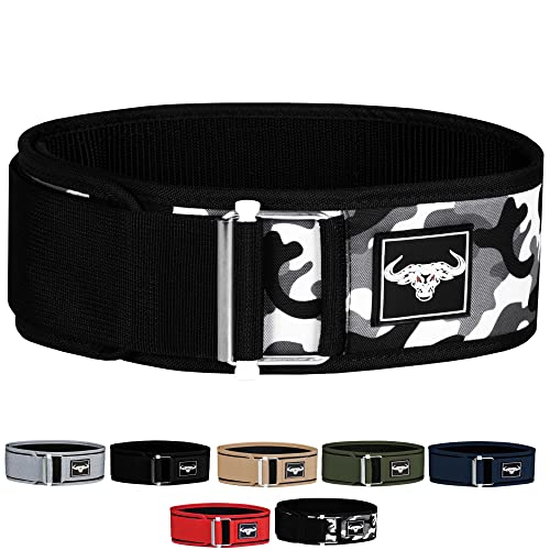 IBRO Quick Locking Premium Weight Lifting Belt - Back Support for Powerlifting, Cross Training & Gym Bodybuilding - 4 Inch Nylon Men and Women with Metal Buckle for Core Stability - color: Grey Camo, size: X-Small