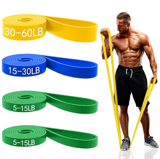 4PCS Resistance Bands for Working Out, Pull Up Assistance Bands Set | Latex Workout Bands for Men & Women, Exercise Bands Resistance for Body Stretching, Muscle Training and Physical Therapy - color: 4PCS