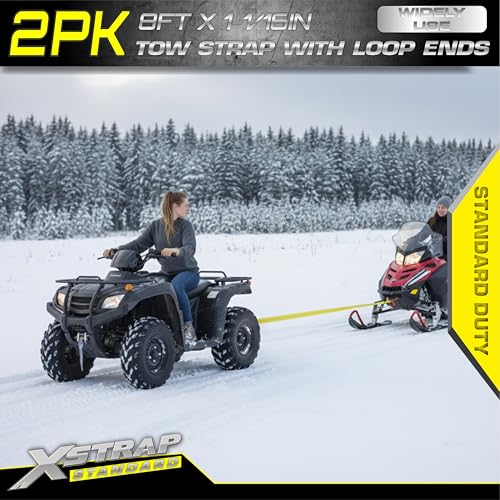 XSTRAP STANDARD 2PK 1-3/4''x 8FT Lifting Sling Web Tow Straps w/Loop End | 5000 lbs Breaking Strength, Heavy Duty Flat Lift Sling Web Straps for Rigging, Moving, Hoist, Tree Stump Removal - style: 2pk 1-3/4''x 8FT