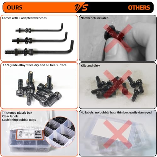 Metric Socket Head Cap Screws & Bolts Assortment Kit, M3 M4 M5 Machine Screws Nuts & Washers Set, 840PCS Grade12.9 Alloy Steel Kit