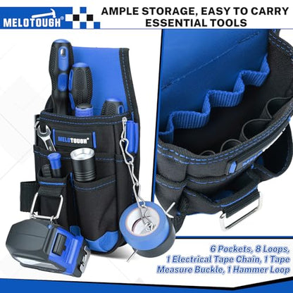 MELOTOUGH Pocket Tool Pouch Tool Belt Pouches with Belt Clip Utility Mini Tool Organizer Pouch for Electrician,Carpenter,Construction,Technician - color: Light Blue