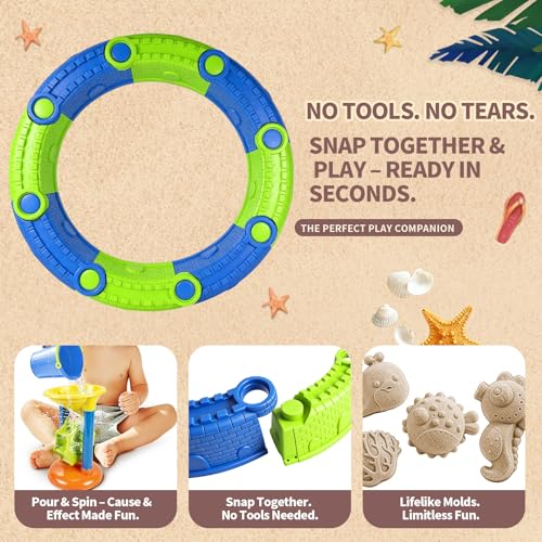 LUCKFUTURE 25 PCS Toddler Beach Toys Set, Sandbox Gift for Kids | Sand Playset with Bucket Shovels Molds & Funnel, Summer Outdoor Fun for Boys Girls 18+ Months