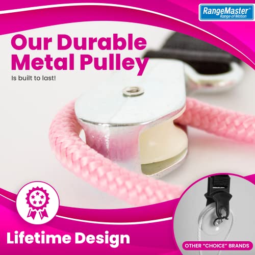RangeMaster PinkRanger Shoulder Pulley with Patient Guide │ Aids Recovery and Rehabilitation │ Helps Enhance Pain Free Range of Motion │ Adjustable, Web Strap Door Attachment - color: Pink, style: Web Strap Door Attachment