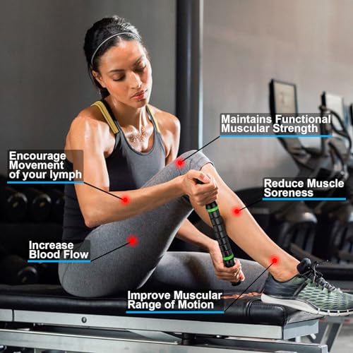 iGreely Premium Muscle Roller the Ultimate Massage Roller Stick 17 Inches Recommended By Physical Therapists Promotes Recovery Fast Relief for Cramps Soreness Tight Muscles Black - color: Black
