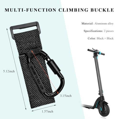 2PCS Hook for Hanging Helmet Goggle Headsets Bags, Heavy Duty Carabiner Clip, Adjustable Strap Hook for Scooter (Black) - color: Black