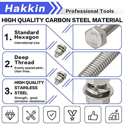 120PCS 5/16-18 Hex Bolts and Nuts Kit, Stainless Steel 5/16" Nuts and Bolts Assortment Kit, Flat & Lock Spring Washers Set Screw Assortment Kit, Machine Screws Set with Storage Case - size: 120PCS 5/16-18 Hex Bolts Silver