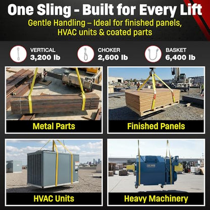DD Sling 1 Inch x 16 Foot Nylon Lifting Sling – USA Made, 3,200 lb Vertical, 2,600 lb Choker, 6,400 lb Basket – 2-Ply Heavy Duty 900 Webbing, Type 4 Twisted Eye & Eye Rigging Sling - size: 1" x 16'