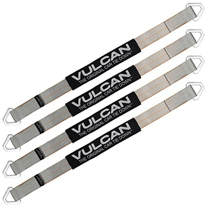 VULCAN Car Tie Down Axle Strap with Wear Pad - 2 Inch x 36 Inch - 4 Pack - Silver Series - 3,300 Pound Safe Working Load - size: 2" x 36" Silver Series (4 Pack)