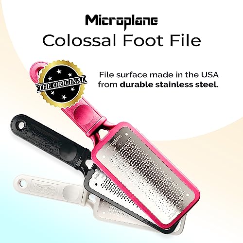 Microplane Colossal Foot File Scraper - The Original Stainless Steel Foot Rasp, Dead Skin/Callus Remover for Feet, Gentle Foot Scrubber, Pedicure Tools for Salon-Quality Foot Care, Pink - style: Pink