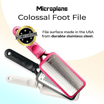 Microplane Colossal Foot File Scraper - The Original Stainless Steel Foot Rasp, Dead Skin/Callus Remover for Feet, Gentle Foot Scrubber, Pedicure Tools for Salon-Quality Foot Care, Pink - style: Pink