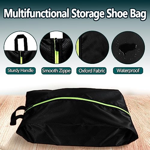 Shoe Bags for Travel - Set of 3 Pack Large Capacity Oxford Fabric Shoe Bags, Multi-Functional Dust-Proof and Waterproof Men & Women Travel Shoe Bag(Black) - color: Black