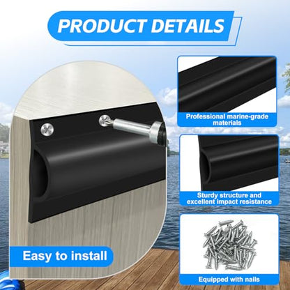 10 Pack Dock Edging Side Gard, 20 Feet Dock Guard with Heavy Wall Sections for Greater Protection – Commercial Grade Double Molded Material (Black) - color: 20 Feet Black, style: Straight angle 10pack