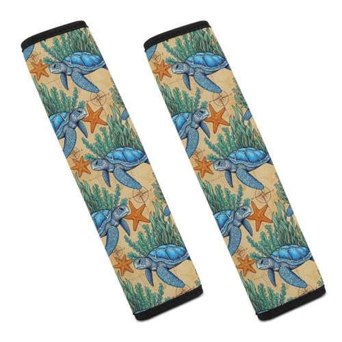 Breathable Ocean Turtle Blue Sea Turtles Seat Belt Cover for Elderly Support, All Vehicles, 2 Pack Automotive Seat Belt Protector Comfortable Driving - color: Pattern 213