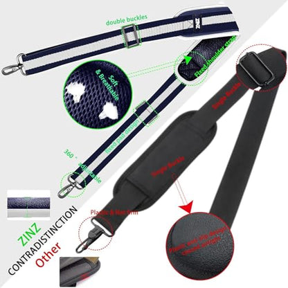 ZINZ Shoulder Strap Universal Bag Strap - 78" Ultra-Thick Padded with Dual Balanced Adjustable Buckles for Briefcase, Travel, Sports, Laptop, Crossbody Bag，Stripes-BuWBu - color: Stripes-buwbu