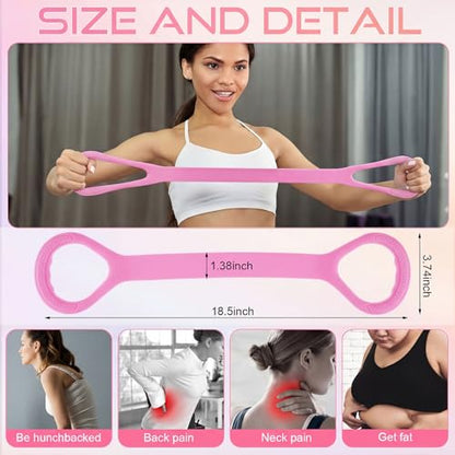 2 Pcs Fitness Resistance Bands 6 Tube Pedal Resistance Bands with Handles 8 Shaped Training Elastic Ropes Multifunction Tension Ropes for Waist Arm Shoulder Leg Back Home Workout - color: Pink