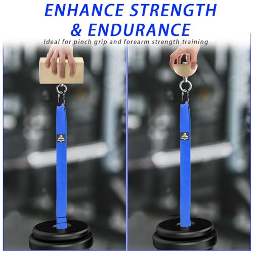 Pinch Grip Strength Trainer Set – Beech Wood Rectangle Block & Dual-Use Half Ball – with Extended Strap Loading System for Hand, Finger & Arm Wrestling Training