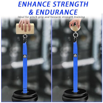Pinch Grip Strength Trainer Set – Beech Wood Rectangle Block & Dual-Use Half Ball – with Extended Strap Loading System for Hand, Finger & Arm Wrestling Training