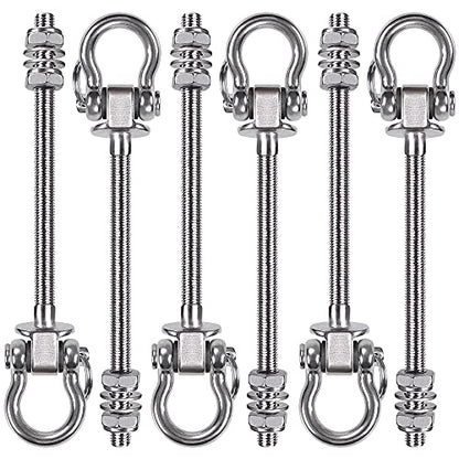6Pcs Wood Beam & I-Beam Hanger, Permanent Antirust Stainless Steel Heavy Duty Swing Hooks, Yoga Hammock Chair Sandbag, Swing Sets Hardware, 180° Swing, 7" x M2/5" - color: Permanent, size: 9.25" 6 Pcs