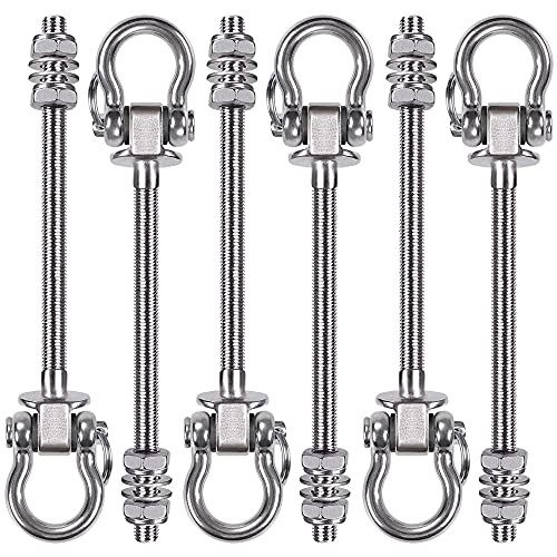 6Pcs Wood Beam & I-Beam Hanger, Permanent Antirust Stainless Steel Heavy Duty Swing Hooks, Yoga Hammock Chair Sandbag, Swing Sets Hardware, 180° Swing, 7" x M2/5" - color: Permanent, size: 9.25" 6 Pcs