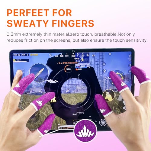 Jwh 10 Pcs Silver Fiber Game Finger Sleeves Thumb Sleeves Mobile Gaming Cots Covers Finger Gloves with Touchscreen for Pubg Fundas para Dedos Dedales Gamer Profesionales - color: 10Pcs Rose Red +Storage Box