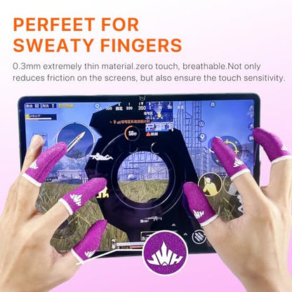 Jwh 10 Pcs Silver Fiber Game Finger Sleeves Thumb Sleeves Mobile Gaming Cots Covers Finger Gloves with Touchscreen for Pubg Fundas para Dedos Dedales Gamer Profesionales - color: 10Pcs Rose Red +Storage Box