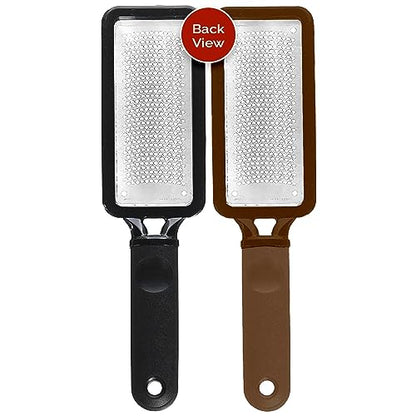 Microplane Colossal Foot File, Black and Brown - The Original Stainless-Steel Foot Scraper, Dead Skin/Callus Remover for Feet, Foot Scrubber, Pedicure Tools for Salon-Quality Foot Care (2 Piece Set) - style: Brown & Black