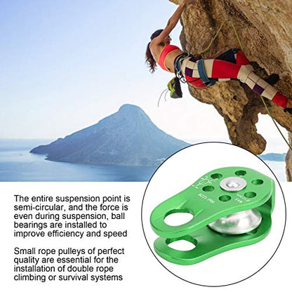 20KN Outdoor Climbing Pulley, Aluminum Side Swing Pulley, Climbing Pulley for Climbing Aloft Work Rappelling Rescue - size: Green