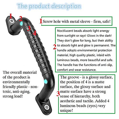 2 Luminous Playground Safety Handles, Sturdy Swing Sets Grab Toys, Jungle Gymnastics and Playroom Ladder, Door, Bunk Bed Handles (Black) - color: black 2 PCS
