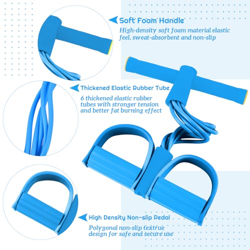 Women Fitness Exercise Equipment Trainer Set Pedal Resistance Band | Leg Arm Thigh Resistance Bands, Women Fitness Workout Equipment, Pedal Resistance Band with Handle, Yoga Pilates Body Fitness - color: Blue