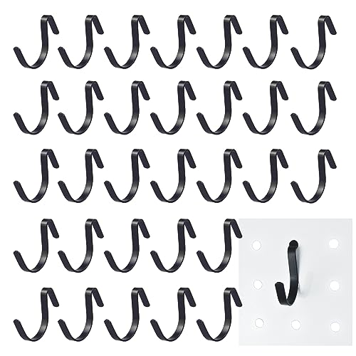 G.CORE Black Pegboard J Hooks Accessories - 40pcs Metal Peg Board Hooks for Hanging, Pegboard Wall Organizer Hangers, Fits 1/4 Slots, Tools Display Storage Holders for Garage Craft Office Organization | 1/4" Pegboard Accessories, Metal Hooks with Plastic