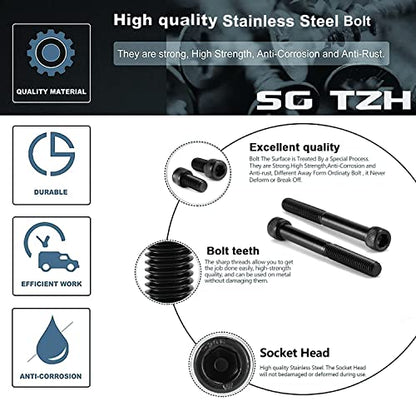 1/4-20 x 2-1/2" Socket Head Cap Screws Bolts, 20Pcs 304 Stainless Steel 18-8, Allen Socket Hex Drive, Partially Threaded, Black Oxide by SG TZH(with Hex Spanner) - size: 1/4-20 x 2-1/2"