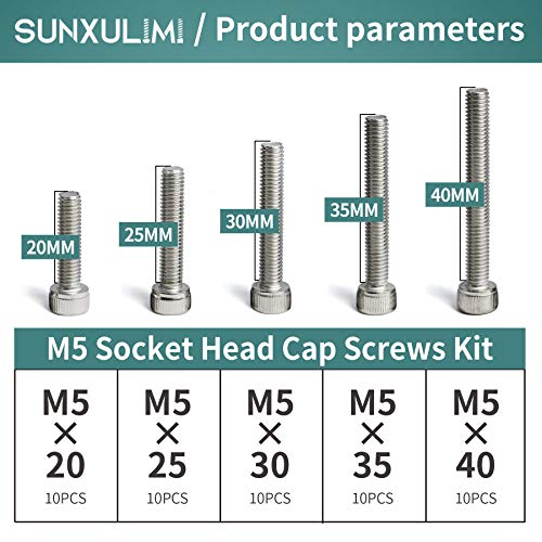 M5 x 20/25/30/35/40mm Socket Head Cap Screws M5 Bolts Stainless Steel 304 Metric Machine Hex Socket Screw, 50PCS - size: M5 x 20/25/30/35/40mm