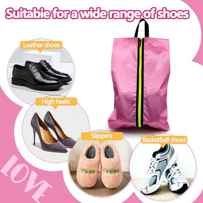 Shoe Bags for Travel - Set of 3 Pack Large Capacity Oxford Fabric Shoe Bags, Multi-Functional Dust-Proof and Waterproof Men & Women Travel Shoe Bag (Pink) - color: Pink