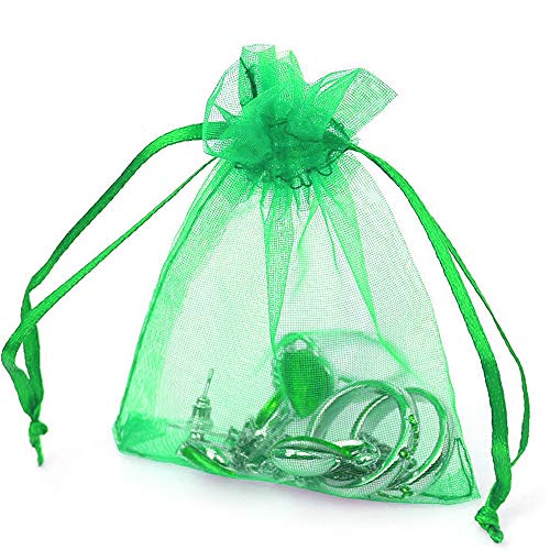 Boshen 100/200PCS Organza Gift Candy Sheer Bags Mesh Jewelry Pouches Drawstring Bulk for Wedding Party Favors Festival Christmas Valentine's Day 3"x4" 4"x6" 5"x7" (3" X 4"(100PCS), Green) - color: Green-3" X 4"(100PCS)